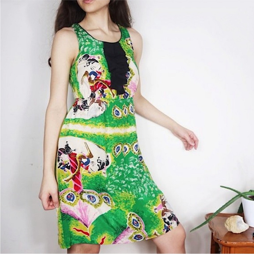 Anthropologie Moulinette Soeurs Panoply Carousel Horse Silk Dress SZ 4